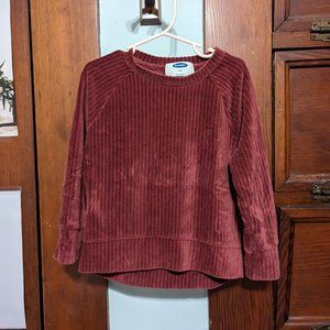Old Navy Kids XS (5) Maroon Velour Corduroy Shirt